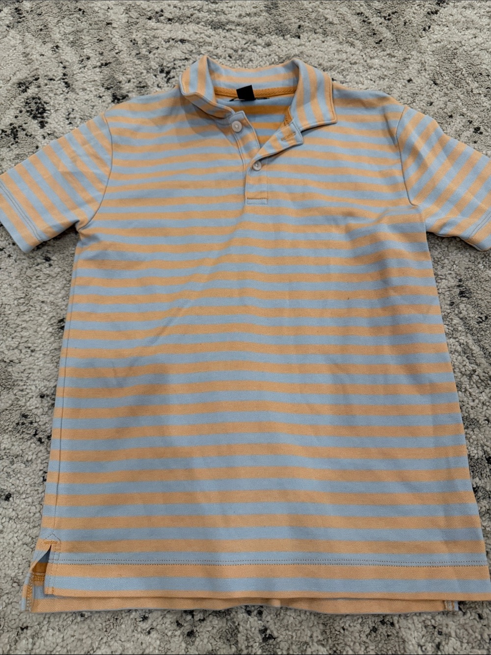 Boys Striped Polo Shirt in Light Blue and Peach